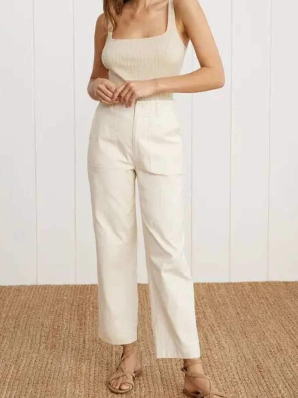 Jenni Kayne Cotton Linen Ranger Trousers Cream Size 0